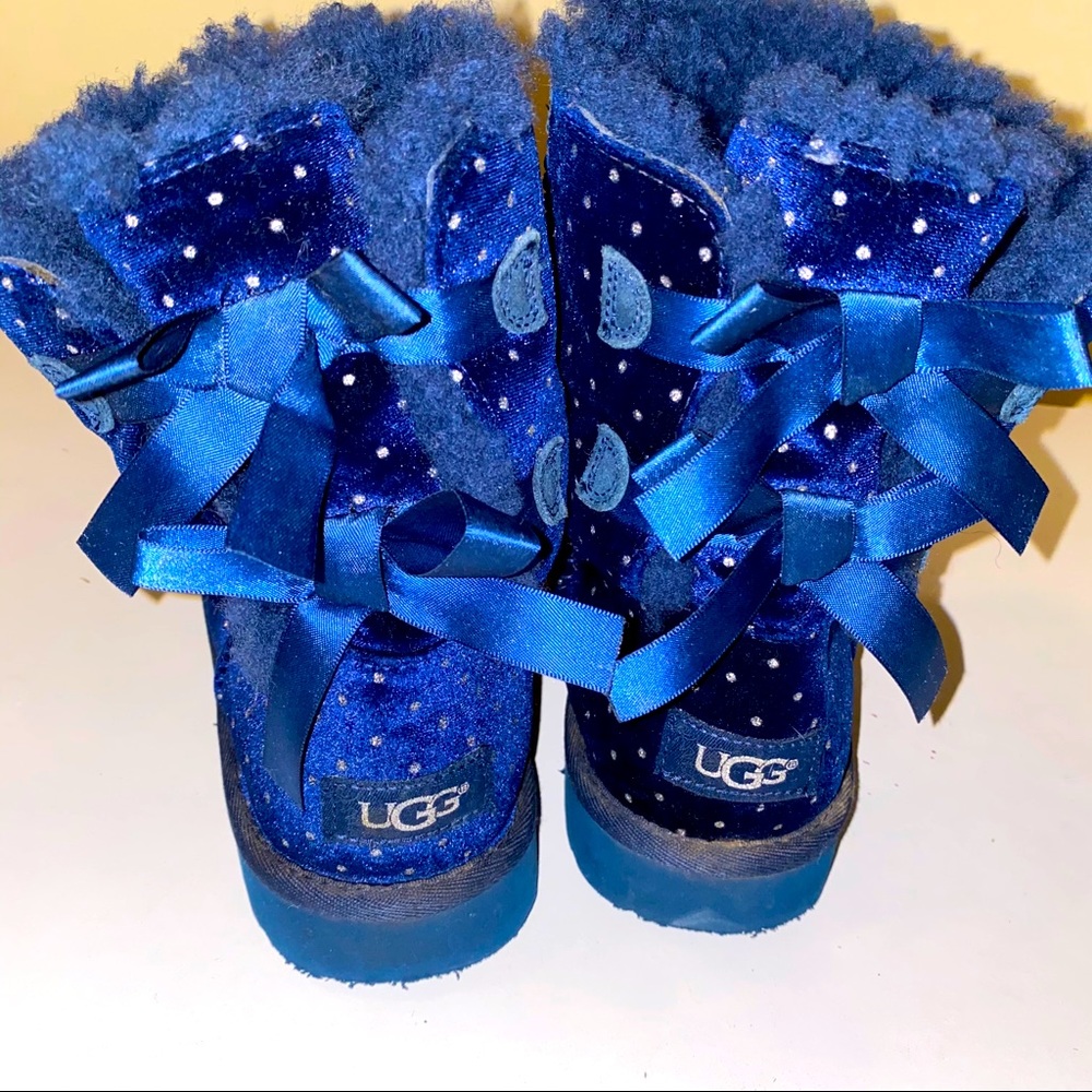 UGG Boots Girls blue Suede Bailey Bow Starlight